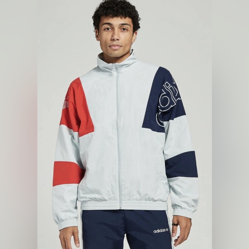 Adidas Men's Red, Blue, and White Windbreaker
